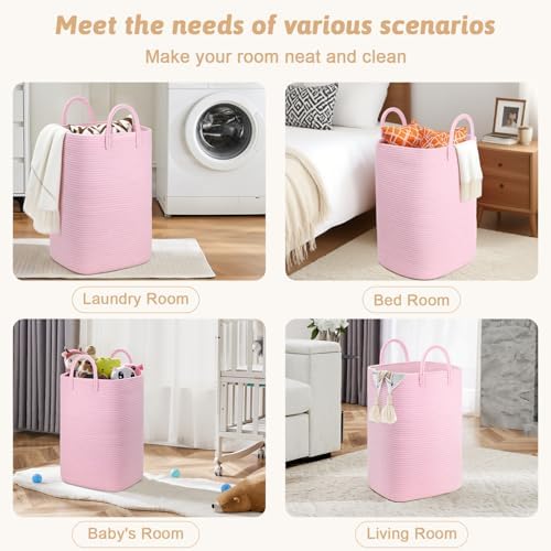 Artfeel Laundry Basket, Woven Cotton Rope Laundry Hamper, 80L Versatile Storage - Image 5