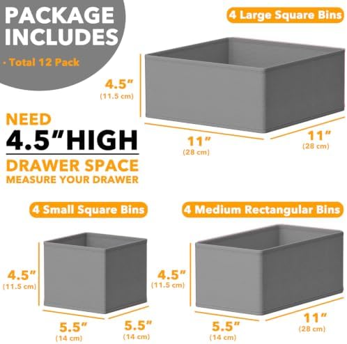 SpaceAid Drawer Organizer Clothes, 12 Pack Dresser Organizer Bins - Image 6