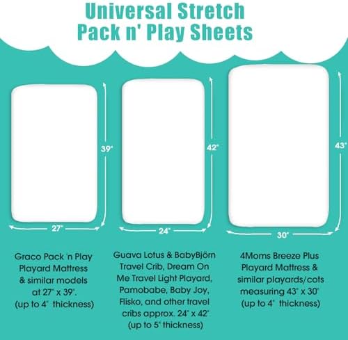 Pack n Play Sheets, BROLEX 2 Pack Mini Crib Sheets, Stretchy Portable Fitted - Image 2