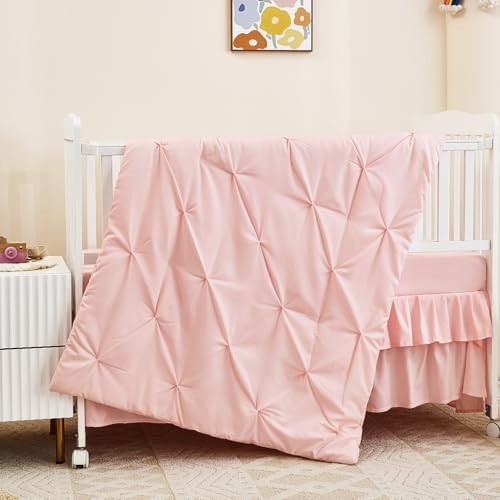 3-Piece Pink Crib Bedding Set for Girls - Image 2