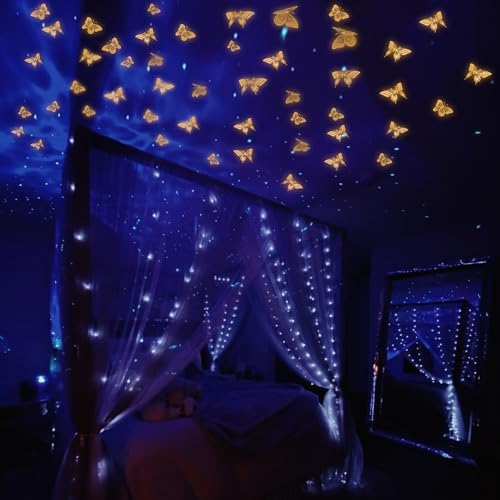 SAOROPEB Glow in The Dark 3D Butterfly 24 Pcs Orange Butterfly Stickers - Image 4