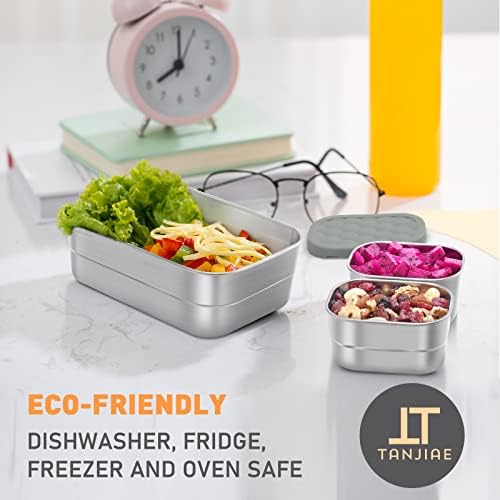 Tanjiae 3 CUP+1 CUP Stainless Steel Lunch Snack Containers Set | Leak Proof 304 - Image 4