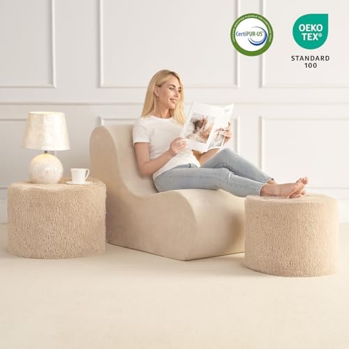 Hansleep Round Pouf Ottoman Foot Rest, 20 x 15 Inch - Image 6