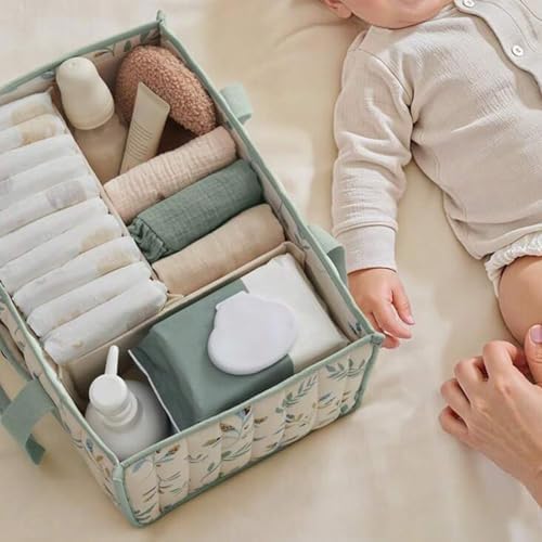 Quilted Fabric Storage Basket Floral Baby Diaper Caddy Quilted Basket - Image 4