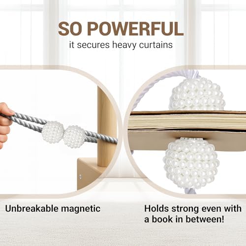 Hion Magnetic Curtain Tiebacks Grey 6pcs, Curtain Holdbacks Hooks Holders - Image 6