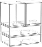 Clear Stackable Storage Drawers: Acrylic Organizer Bins 4 Pack by Saccik