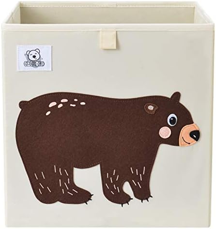 13 Inch Animal Cube Storage Bins, Foldable Fabric Kids Toy Box & Toy Chest by CLCROBD