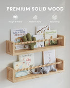 Nursery Floating Shelves for Wall Set of 4, Wooden Nursery Book Shelves - Image 2