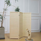 Furnnylane 3 Panel Short Room Divider Screen, Small Bamboo Panel Divider - Image 3
