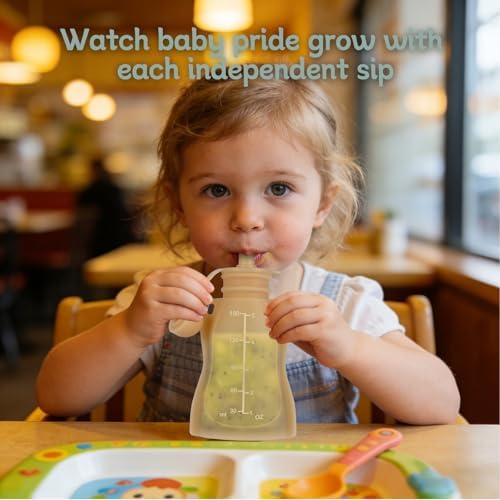 Eascrozn 4 Pack Reusable Baby Food Pouches, Squeezable Pouches BPA Free - Image 3