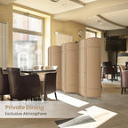 6 Panel Folding Room Divider, Woven Privacy Screen, Light Beige - Image 6