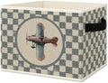 Vintage Blue Checkered Airplane Foldable Storage by Unknown