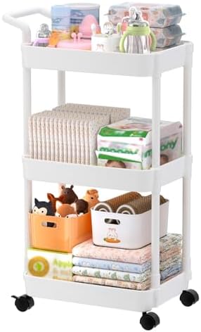 Volnamal Diaper Caddy, 3 Tier Rolling Cart by Volnamal