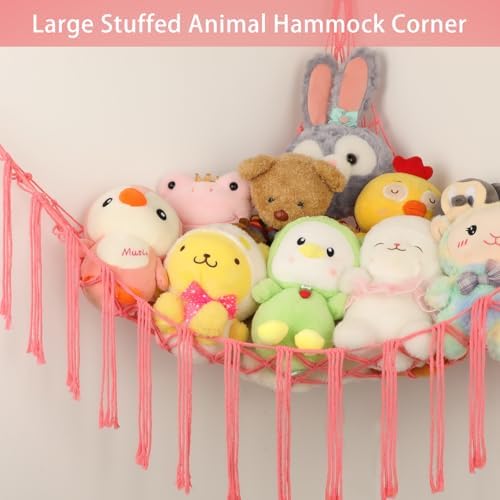 Stuffed Animal Hammock Corner, Hand-knitted Large Plushie Net Toy Hammock - Image 3