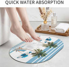 Diatomite Stone Bath Mat Summer Beach Umbrella Chair Oval Doormat Soft Non Slip - Image 4