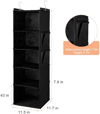 BOOMIBOO Hanging Closet Organize and Shelves, 5-Hanging Shelf（2 Pack - Image 3
