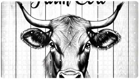 Bathtub Mat Non Slip 26.8x15.1 Inch, Farm Cow on Rustic Wooden Shower Mat by Anna+Cowper