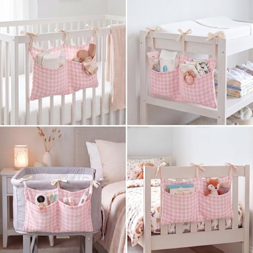Gingham Crib Hanging Organizer Gingham Diaper Bag Organizer Playpen Organizers - Image 5