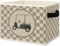 Vintage Brown Checkered Golf Cart Foldable Storage Box by Unknown