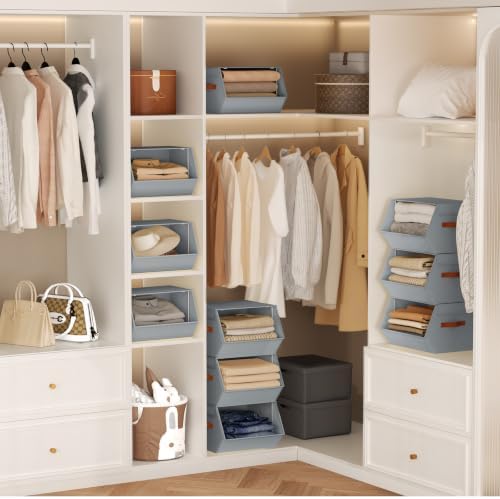 Stackable Closet Organizers and Storage Bins, Open Front Closet Shelf Organizer - Image 3