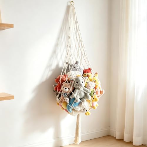 78 Inch Stuffed Animal Storage Net Corner Stuffy Hammock - Image 3