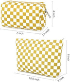 SOIDRAM 2 Pcs Checkered Makeup Bag Large Cosmetic Bag Toiletry Bag Makeup Pouch - Image 3