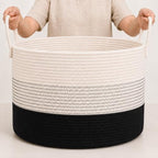 OrganiHaus Round Toy Basket & Blanket Basket, Cotton Rope 20x13" by OrganiHaus