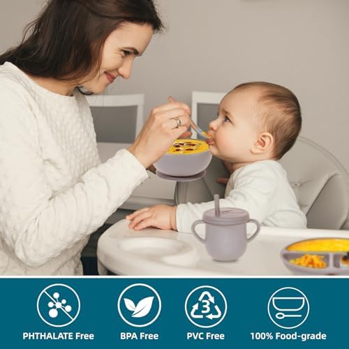 100% Silicone Baby Feeding Set, BPA Free, Divided Plate, Toddler Self Feeding - Image 5