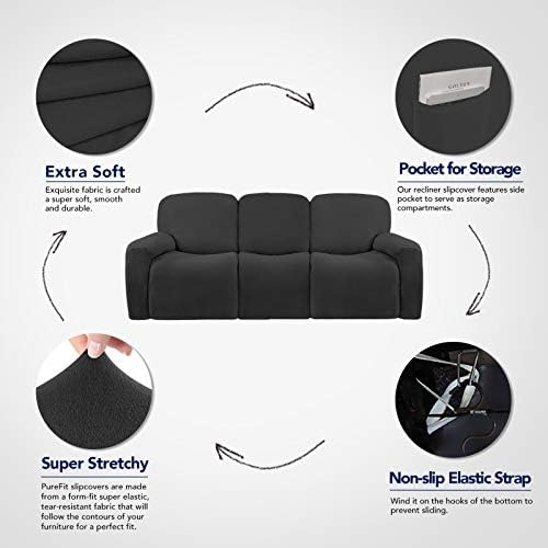 PureFit Super Stretch 3 Seats Recliner Sofa Couch Cover - Image 3
