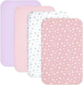 Mini Crib Sheets Fitted 4 Pack for Girls, Compatible by Moonsea