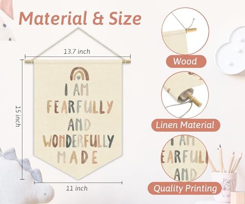 Christian Nursery Wall Art Canvas Banner, Fearfully and Wonderfully Made - Image 5