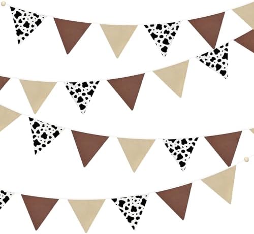 2 Sets of Cow Party Decorations Nursery Garland 24Pcs Brown Western Cowboy by pinkblume