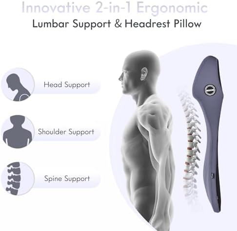 FLORICH Integrated Car Seat Lumbar Support Pillow & Car Neck Pillow Memory Foam - Image 2