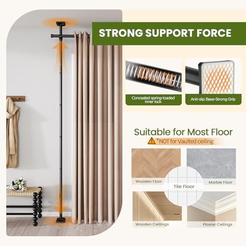 SUNALLY Room Divider Curtain Rod, No Drilling 28-140in Wall Divider - Image 4