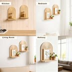 Artilady Boho Wood Shelf Wall Hanging, Rainbow Arch Trinket Storage - Image 6