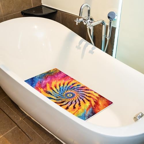 Bathtub Mat Non Slip 26.8x15.1In, Tie Dye Spiral Bath Mat - Image 5