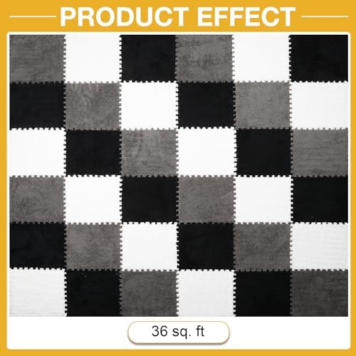 ZENOWICK 36 Pcs Plush Interlocking Carpet Tiles, Puzzle Play Mats - Image 4