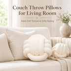 Petrella Cream Knot Pillow Ball, 11 Inch Round Decorative Pillow - Image 4