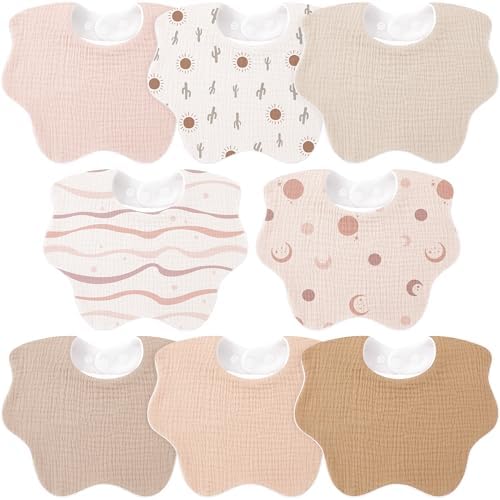 Bearmoss Baby Bibs for Drooling & Teething 8 Pack Muslin Cotton Bibs by Bearmoss