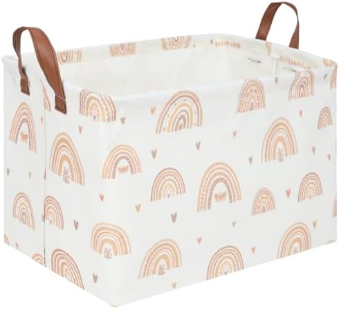 Boho Rainbow Baskets Rectangular, girl basket, Waterproof foldable canvas by FXOCSHE