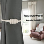 BEL AVENIR Magnetic Cotton Curtain Tiebacks 4 Pack Hand-Woven Curtain Ties - Image 6