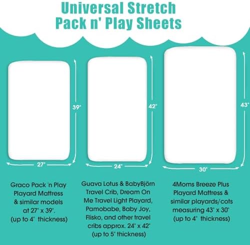 Stretchy Pack and Play Fitted Sheets: 2 Pack Mini Crib Sheets 38x26 - Image 6