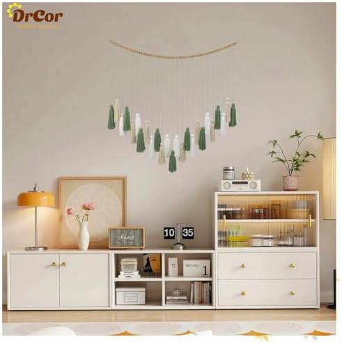 DrCor Sage Green Boho Tassel Garland Wall Hanging Decor - Image 3
