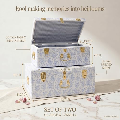 Rool Floral Decorative Storage Trunk Set of 2 - Image 4
