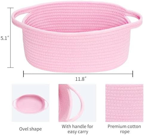 ABenkle Small Basket with Handles, Boho Decorative Rope Woven Dog Cat Toy - Image 2