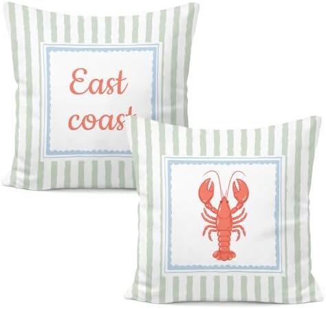 East Coast Red Lobster Pillow Covers 18x18, Preppy Beach Room Decor, New by Unknown