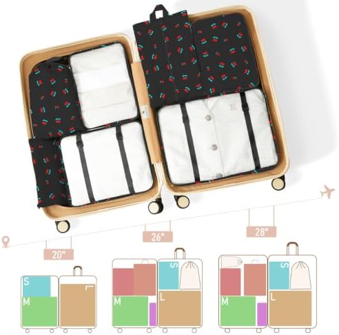 Packing Cubes for Travel 8 Set Luggage Organizer Bags Black Cherry - Image 3