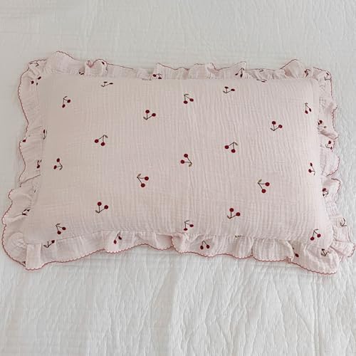 BuLuTu Muslin Cotton Kids Toddler Pillowcases Cherry Print, 1 Pack - Image 4