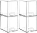 Vtopmart Clear Stackable Storage Drawers, 4 Pack Tall Plastic Organizers by Vtopmart