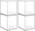 Vtopmart Clear Stackable Storage Drawers, 4 Pack Tall Plastic Organizers by Vtopmart